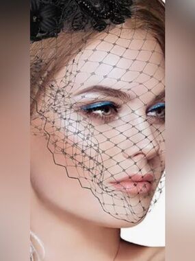 New Elegant Black Veil Fascinator Headband with Bow and Feathers in Box